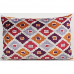 IKAT SILK UNIQUE RED ORANGE PATTERN Q10     - CUSHIONS